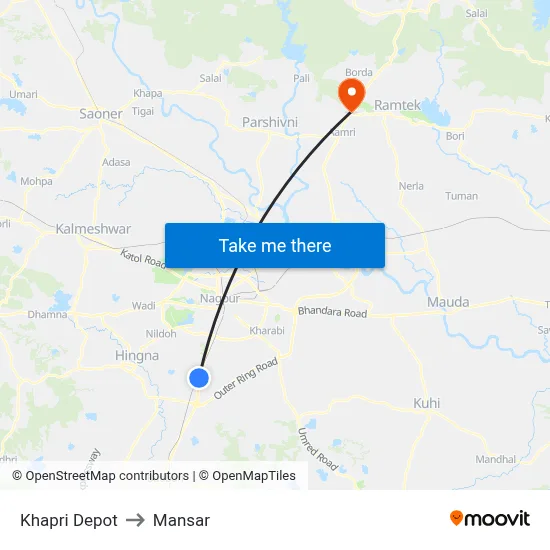Khapri Depot to Mansar map