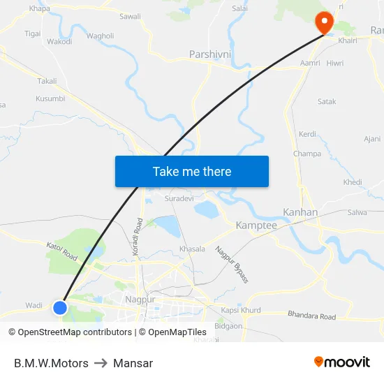 B.M.W.Motors to Mansar map