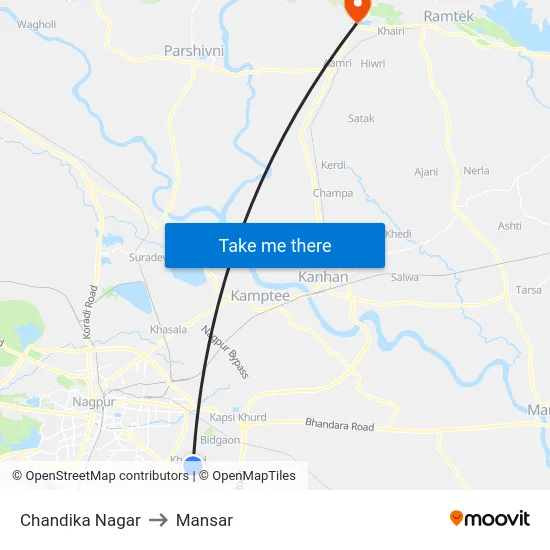 Chandika Nagar to Mansar map