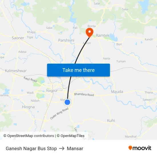 Ganesh Nagar Bus Stop to Mansar map