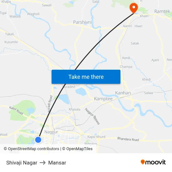 Shivaji Nagar to Mansar map
