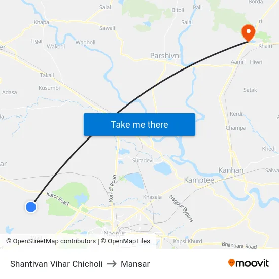 Shantivan Vihar Chicholi to Mansar map
