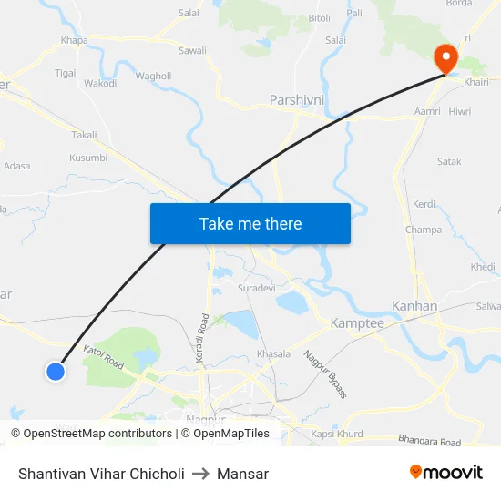 Shantivan Vihar Chicholi to Mansar map