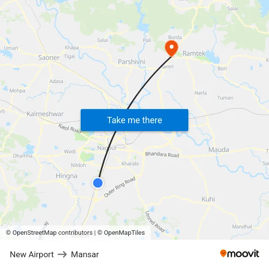 New Airport to Mansar map