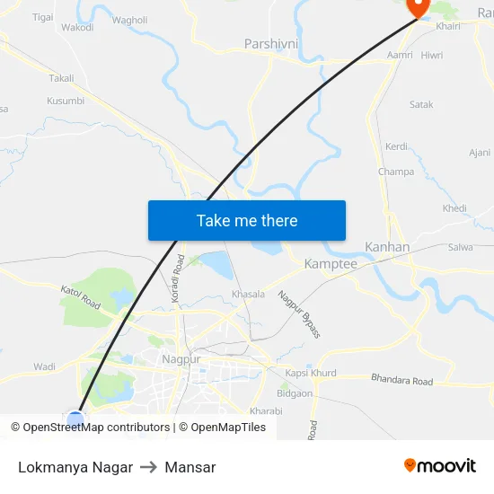 Lokmanya Nagar to Mansar map