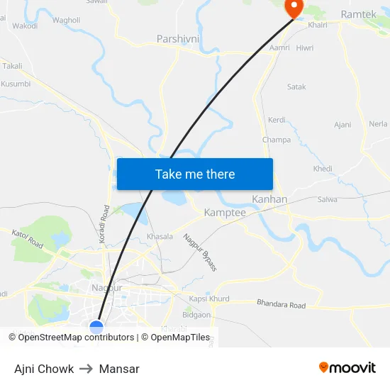 Ajni Chowk to Mansar map