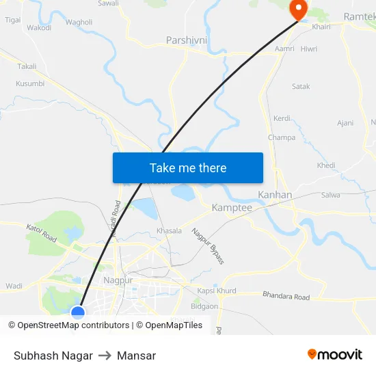 Subhash Nagar to Mansar map
