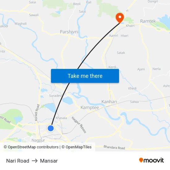 Nari Road to Mansar map