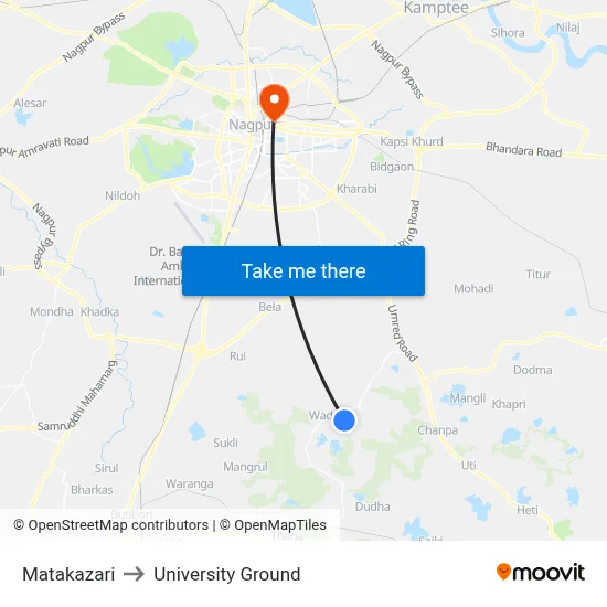 Matakazari to University Ground map