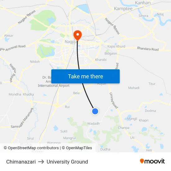 Chimanazari to University Ground map