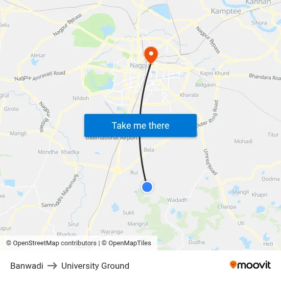 Banwadi to University Ground map