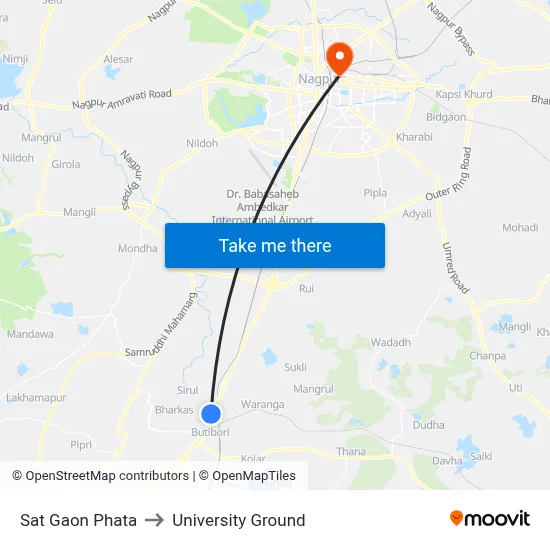 Sat Gaon Phata to University Ground map