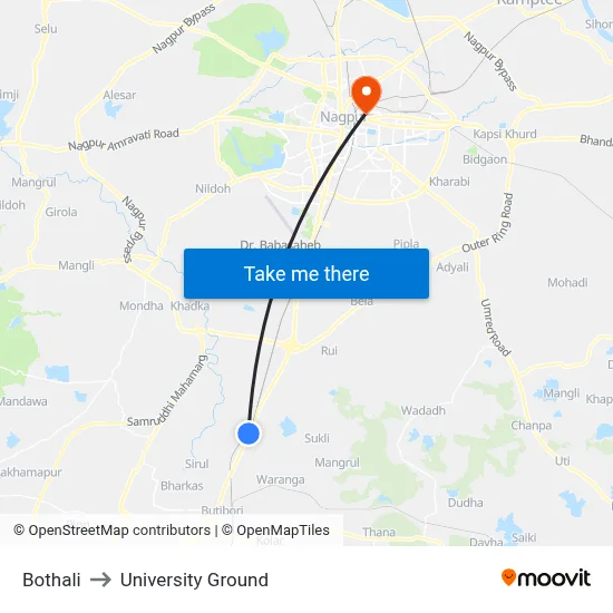 Bothali to University Ground map