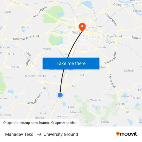 Mahadev Tekdi to University Ground map