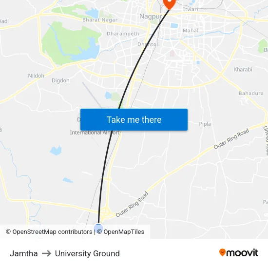 Jamtha to University Ground map