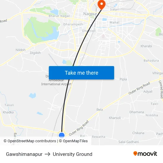 Gawshimanapur to University Ground map