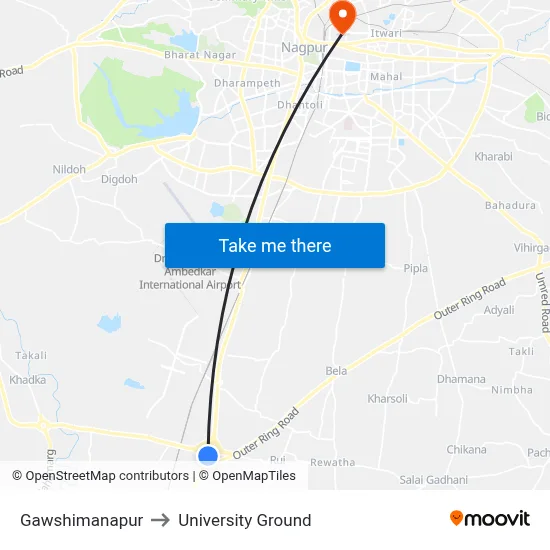 Gawshimanapur to University Ground map