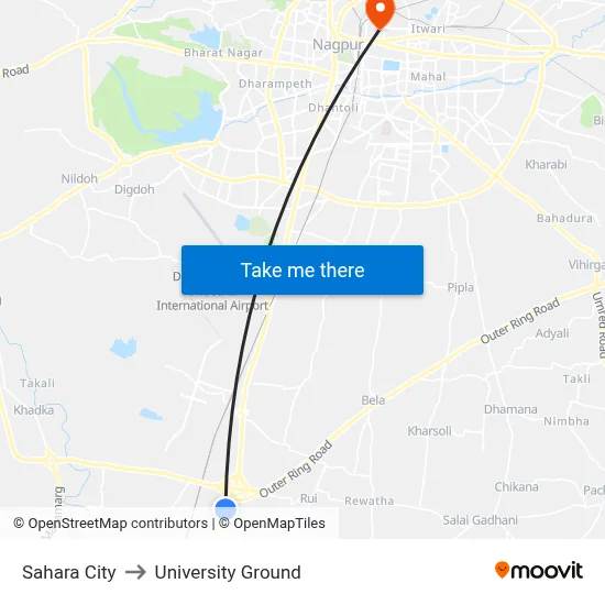 Sahara City to University Ground map