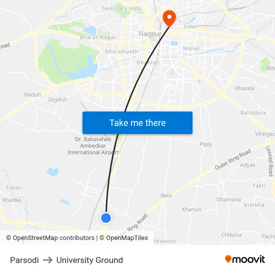 Parsodi to University Ground map