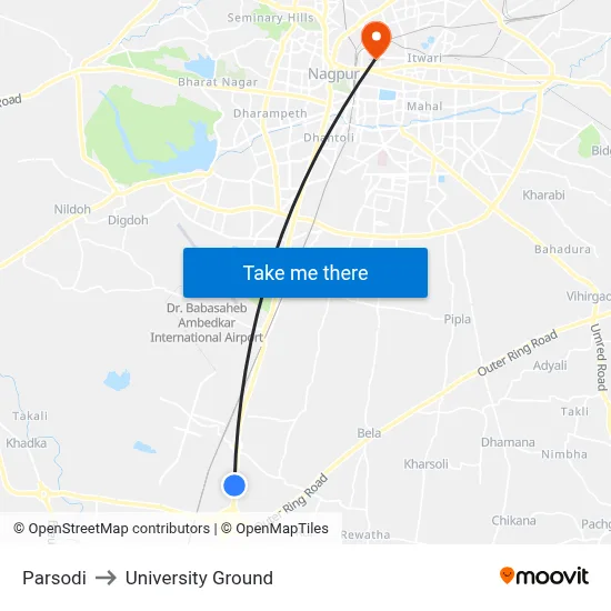 Parsodi to University Ground map