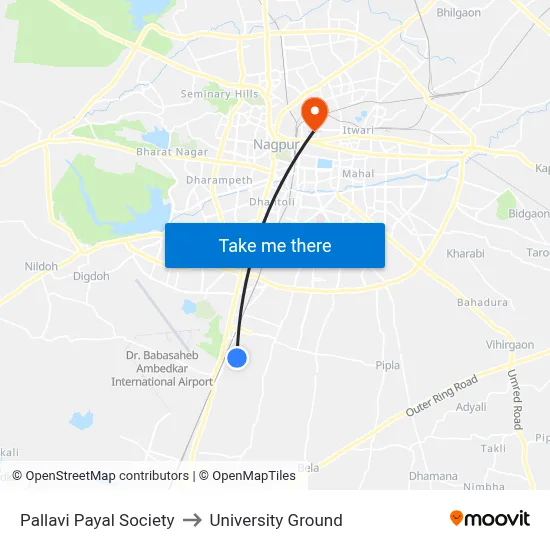 Pallavi Payal Society to University Ground map