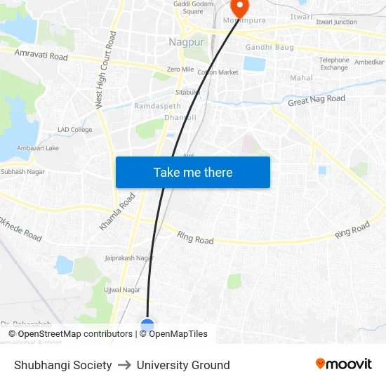 Shubhangi Society to University Ground map