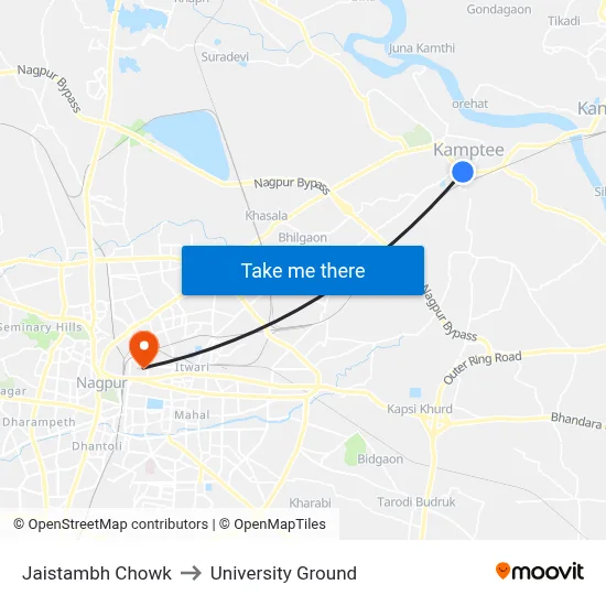 Jaistambh Chowk to University Ground map