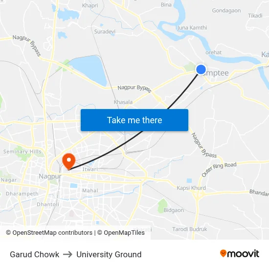 Garud Chowk to University Ground map