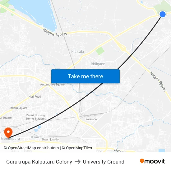 Gurukrupa Kalpataru Colony to University Ground map