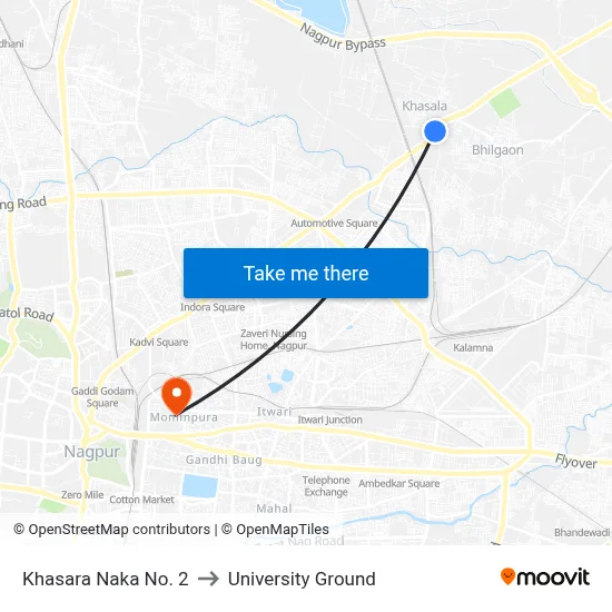 Khasara Naka No. 2 to University Ground map