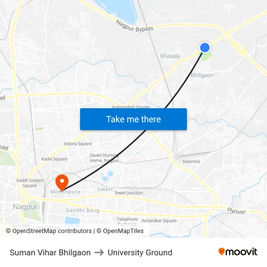 Suman Vihar Bhilgaon to University Ground map