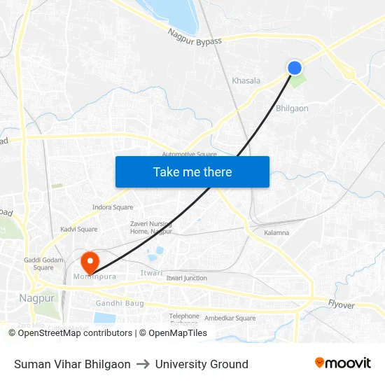 Suman Vihar Bhilgaon to University Ground map