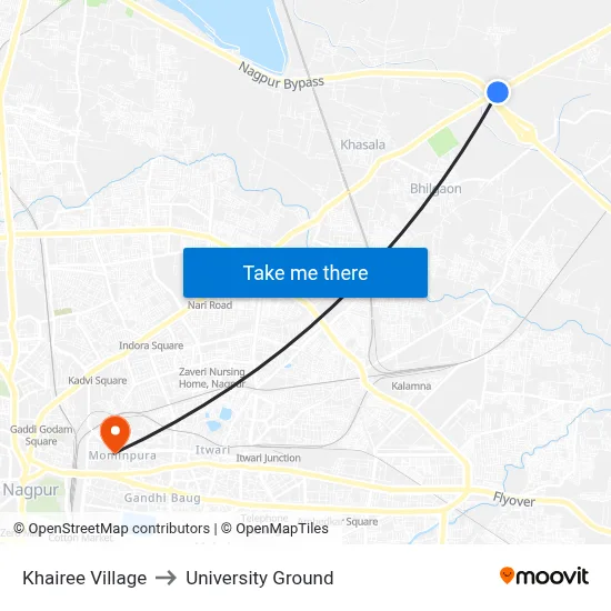 Khairee Village to University Ground map