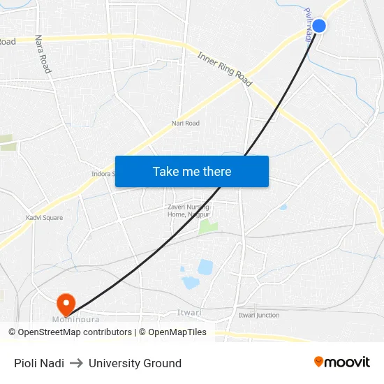 Pioli Nadi to University Ground map