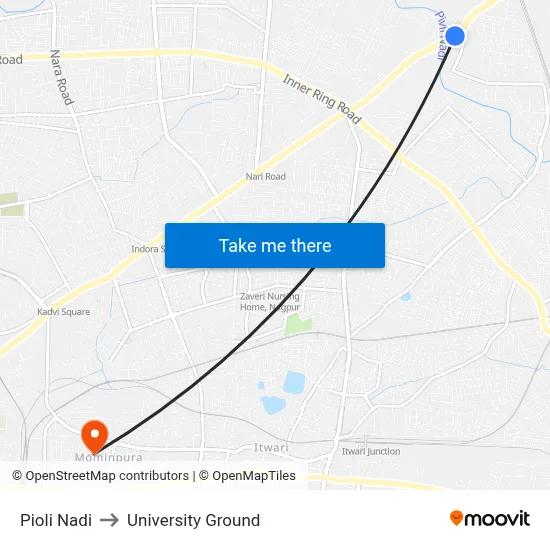 Pioli Nadi to University Ground map