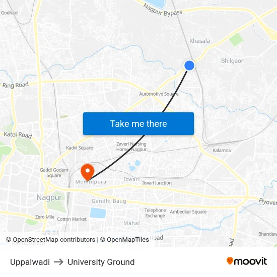 Uppalwadi to University Ground map