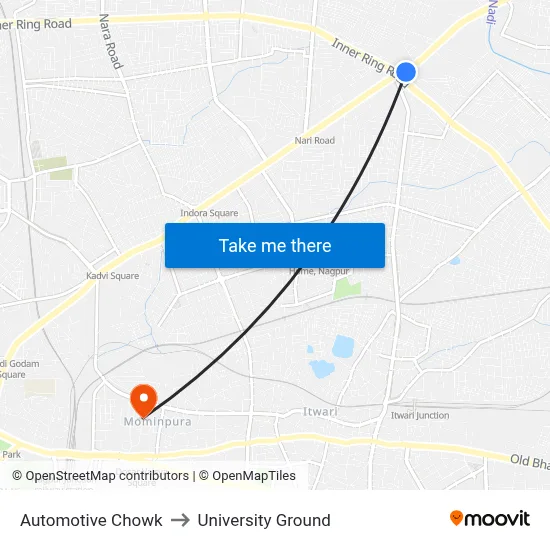 Automotive Chowk to University Ground map