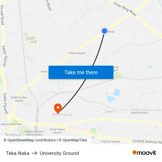 Teka Naka to University Ground map