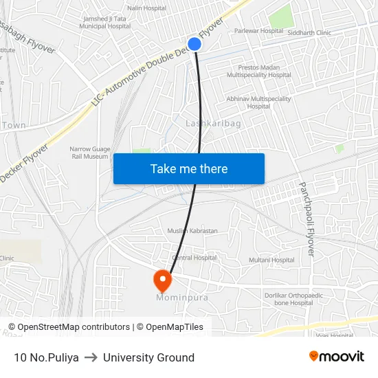 10 No.Puliya to University Ground map