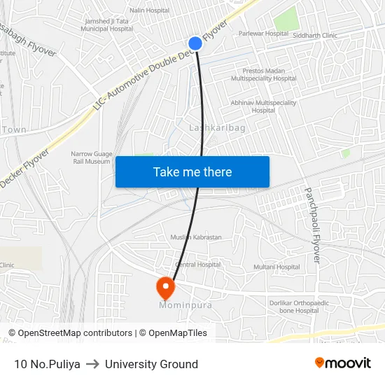 10 No.Puliya to University Ground map