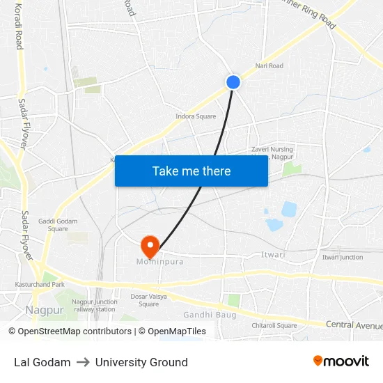 Lal Godam to University Ground map