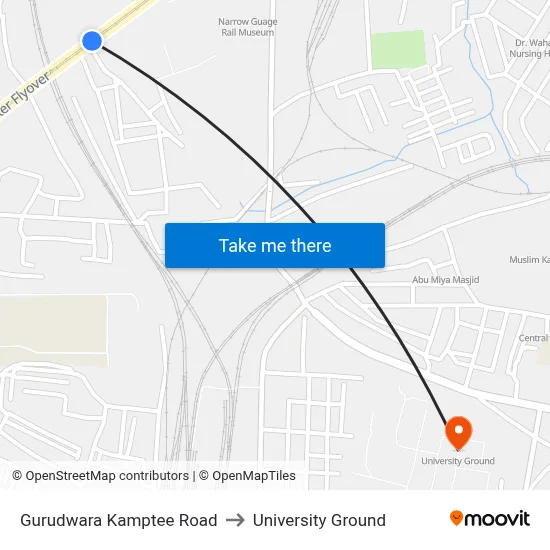 Gurudwara Kamptee Road to University Ground map