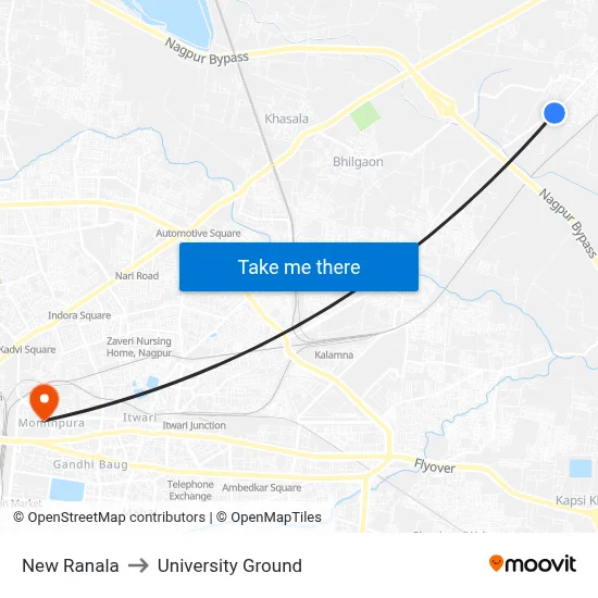 New Ranala to University Ground map