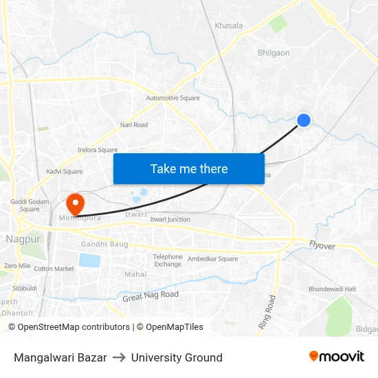 Mangalwari Bazar to University Ground map
