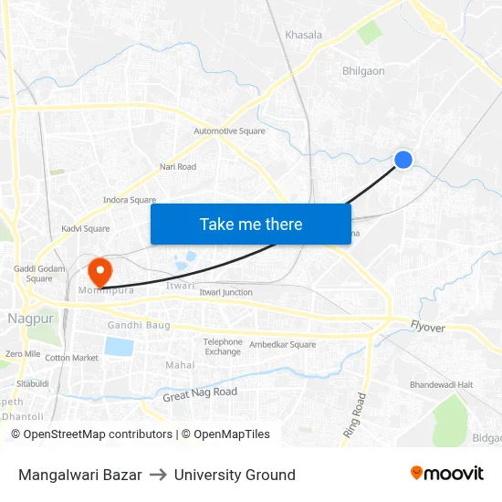 Mangalwari Bazar to University Ground map