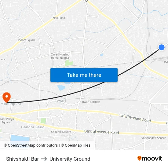 Shivshakti Bar to University Ground map