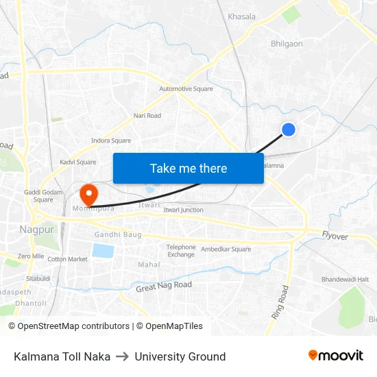 Kalmana Toll Naka to University Ground map