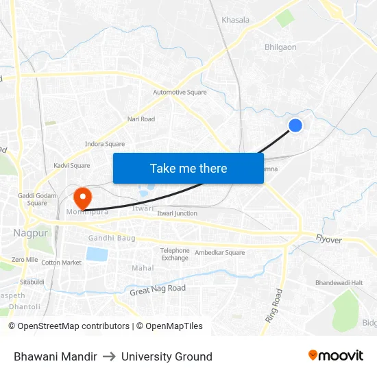 Bhawani Mandir to University Ground map