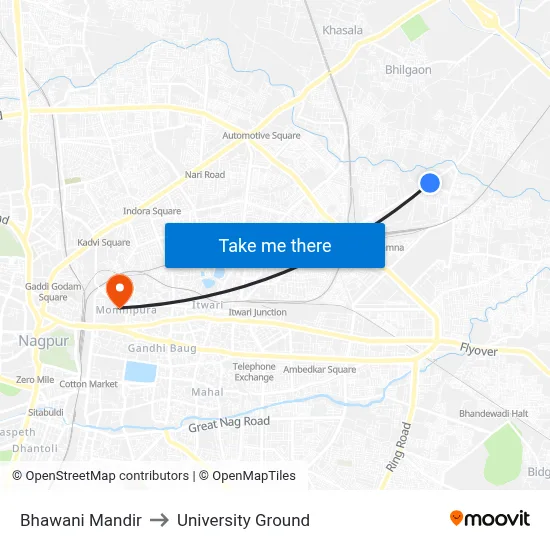 Bhawani Mandir to University Ground map