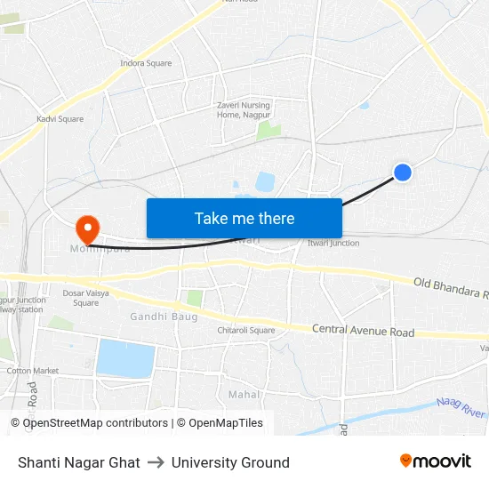 Shanti Nagar Ghat to University Ground map